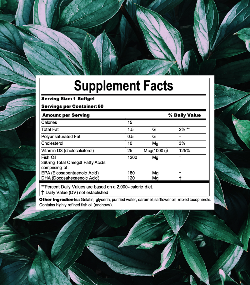 Fish Oil 1200mg (Omega 3 + Vitamin D3)
